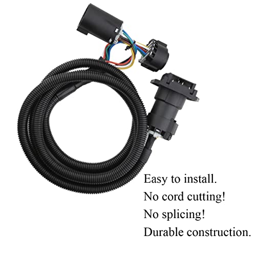 56070 7 Foot 7 Pin Vehicle Trailer Extension Wiring Plug Harness with Connectors for Vehicle-Side Truck Bed Fit for Chevrolet 1500 2500 3500 Dodge Ford GMC Nissan Ram Toyota