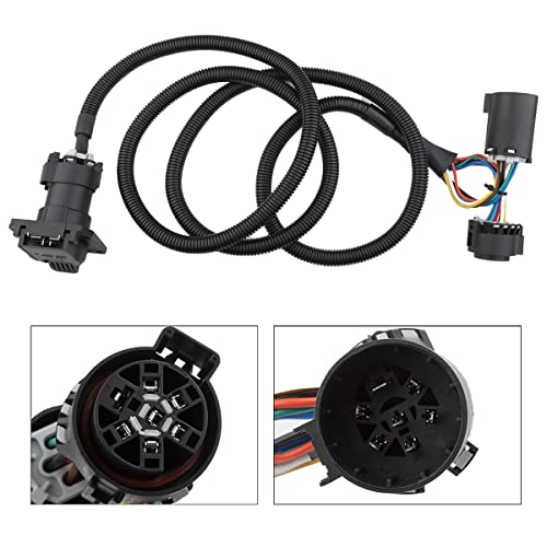 56070 7 Foot 7 Pin Vehicle Trailer Extension Wiring Plug Harness with Connectors for Vehicle-Side Truck Bed Fit for Chevrolet 1500 2500 3500 Dodge Ford GMC Nissan Ram Toyota