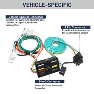 MECMO 4 Pin Trailer Wiring Harness 56434 for 2019-2023 Toyota RAV4 & RAV4 Prime Hybrid, Plug-in Simple Custom-Fit T-Connector 4-Pole Flat Trailer Light Connector, Trailer Hitch Wiring for Toyota RAV4