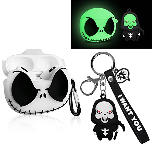 MOLOSLEEVE AirPods Pro 2nd/1st Generation Case Cover with Keychain, Luminous Skull case Compatible with Airpods Pro Cases, Cute Funny Anime Case for Airpods Pro