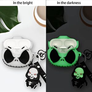 MOLOSLEEVE AirPods Pro 2nd/1st Generation Case Cover with Keychain, Luminous Skull case Compatible with Airpods Pro Cases, Cute Funny Anime Case for Airpods Pro