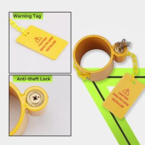 RVMATE 5th Wheel Lock, Heavy Duty Steel King Pin Lock with Anti-Theft Warning Tag, for 5th Wheel/Semi Trailers/RVs/Containers