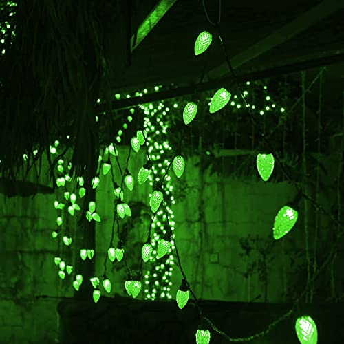 Dazzle Bright C9 St. Patrick's Day String Lights, 100 LED 66 FT Waterproof Connectable Green Wire Fairy Lights, Christmas Lights for Indoor Outdoor Garden Yard Xmas Tree House Decorations (Green)