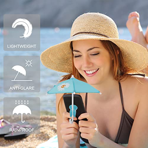 Cute phone Umbrella for Sun, Universal Adjustable Piggy Phone Sun Shade Cover, Fashion Stand Sun Visor with Silicone Suction Cup Mount Cell Phone Holder, Anti-Refection Glare Sun Shield(SkyBlue)