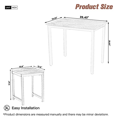 tantohom Small Kitchen Table Set for 2, Industrial Bar Table with Stools, 3-Piece Dining Table Set with Metal Frame, 35in Compact Breakfast Table Set for Small Spaces, Living Room, Party Room, Black