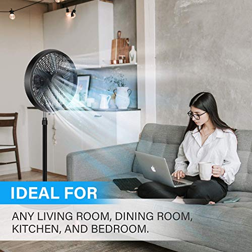 Simple Deluxe 18 Inch Pedestal Stand Fan 3 Adjustable Speed for Indoor, Bedroom, Living Room, Home Office & College Dorm Use, 18 Inch, Black