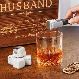 Anniversary Oaksea Gifts for Men Him Husband, Stainless Steel Engraved Whiskey Stones Glasses Set Gift, Gift for Birthday Wedding for Boyfriend Fiance, Cool Burbon Scotch Set Gifts