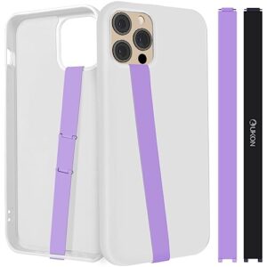 ukon silicone phone grip,2022 upgrade 2 pcs phone strap reusable hand finger holder with three short silicone strips diy combination to fit 4.7"-7" most smart phone case (black+purple)