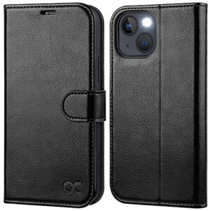 ocase iphone 14 plus wallet case, durable pu leather flip folio case with 3 card holders, rfid blocking, shockproof tpu inner shell, protective phone cover women men for iphone 14 plus 6.7 inch, black