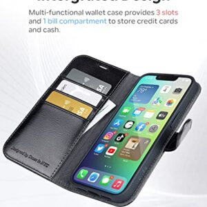 OCASE iPhone 14 Plus Wallet Case, Durable PU Leather Flip Folio Case with 3 Card Holders, RFID Blocking, Shockproof TPU Inner Shell, Protective Phone Cover Women Men for iPhone 14 Plus 6.7 Inch, Black