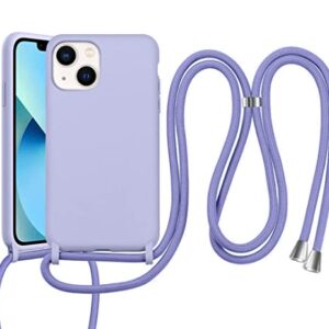 xiusiteli Shockproof iPhone 13 Case with Adjustable Strap Crossbody Nylon Lanyard Anti-Yellow Anti-Scratch Anti-Drop Thin Slim Soft TPU Protective Phone Case Cover for iPhone 13（Purple）