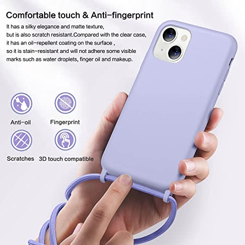 xiusiteli Shockproof iPhone 13 Case with Adjustable Strap Crossbody Nylon Lanyard Anti-Yellow Anti-Scratch Anti-Drop Thin Slim Soft TPU Protective Phone Case Cover for iPhone 13（Purple）