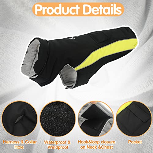 EMUST Dog Winter Coats, Hooded Cold Winter Dog Jackets, Windproof Dog Coats for Medium Dogs for Winter, Dog Hoodie for Puppy Medium Dogs, M/Black
