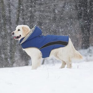 EMUST Dog Cold Weather Coat, Waterproof Dog Jackets for Large Dogs with Reflective Strip, Cozy Large Dog Coats for Winter, Thick Windproof Dog Winter Clothes for Puppy, L/Blue