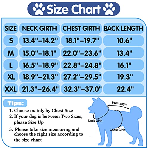 EMUST Dog Cold Weather Coat, Waterproof Dog Jackets for Large Dogs with Reflective Strip, Cozy Large Dog Coats for Winter, Thick Windproof Dog Winter Clothes for Puppy, L/Blue