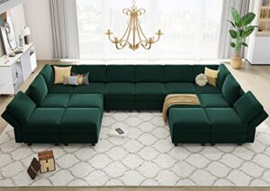 belffin oversized modular sectional sofa with double chaises u shaped sectional sleeper sofa couch reversible sectional sofa with storage velvet green