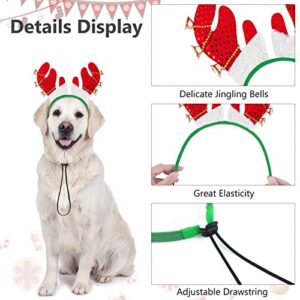 Tiibot 2 Pack Christmas Pet Headband Reindeer Antlers Headband with Bells Elf Hair Hoop Xmas Dog Headwear Christmas Pet Costume Accessories for Dog Puppy Cat