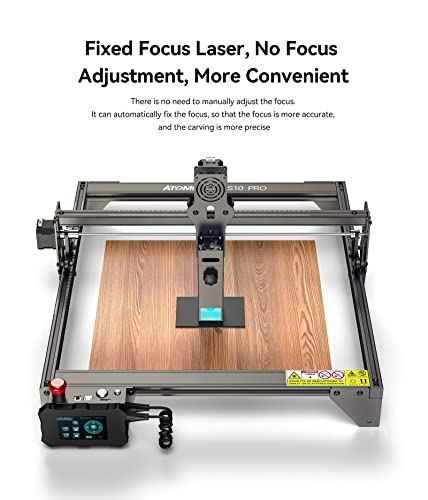 ATOMSTACK Laser Engraver S10 Pro, 10W Output Power Engraving Cutting Machine with 0.06 * 0.08mm Dual Compressed Spot for Wood and Metal, Acrylic, Leather, Black