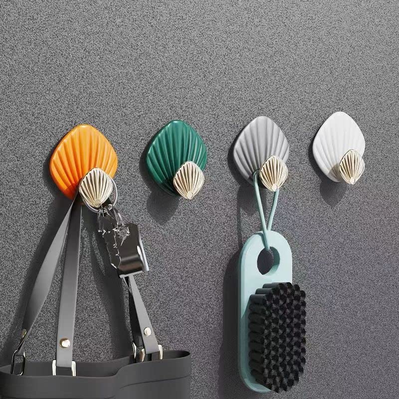 4pcs Decorative Hanging Hooks Seashell Wall Hooks Coat Key Towel Hooks Wall Hangers Beach Nautical Home Decoration Ornaments