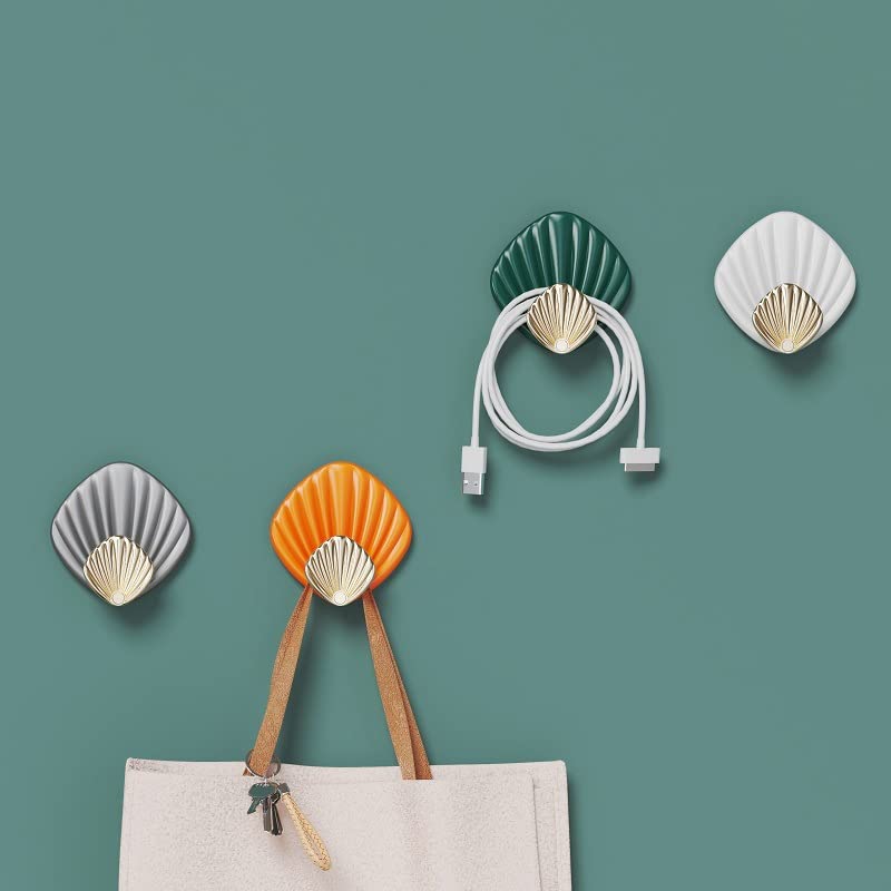 4pcs Decorative Hanging Hooks Seashell Wall Hooks Coat Key Towel Hooks Wall Hangers Beach Nautical Home Decoration Ornaments