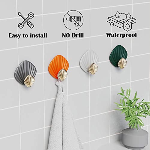 4pcs Decorative Hanging Hooks Seashell Wall Hooks Coat Key Towel Hooks Wall Hangers Beach Nautical Home Decoration Ornaments