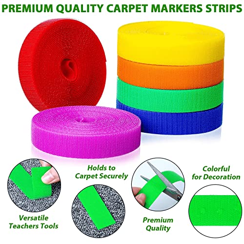 6 Rolls 100 Feet Carpet Marker Strips for Classroom, Mckanti Nylon Carpet Strips Carpet Spots Strips Floor Carpet Markers for Teachers Student Line up School Social Distance