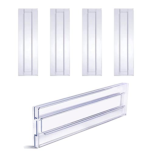 HSYP WOOD Adjustable Drawer Dividers for Clothing & Home Utensils-4 Pack of Clear Plastic Drawer Organizers, 3.2", Expandable 11-19". Ideal for Kitchen Organizers and Storage
