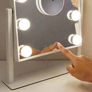 Hompoem Vanity Mirror with Lights,9 Led Bulbs Hollywood Vanity Mirror with Lights,Touch Control Design 3 Colors Dimable,Detachable 10x Magnification Mirror Lighted Vanity Mirror(White)