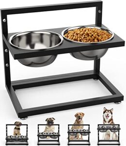 elevated dog bowls, diropet raised dog bowl stainless steel 1.5l/51oz, 4 adjustable heights dog bowl stand, for large medium small dogs