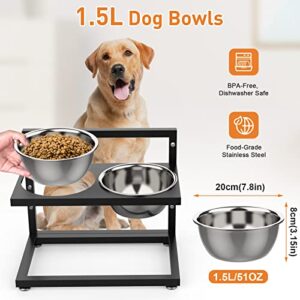 Elevated Dog Bowls, DiroPet Raised Dog Bowl Stainless Steel 1.5L/51oz, 4 Adjustable Heights Dog Bowl Stand, for Large Medium Small Dogs