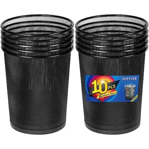 shsycer black mesh trash cans, 10-pack 6 gal mesh office trash can, open metal wire wastebaskets, waste basket trash can for near desk,recycling garbage container bin for office, home,school