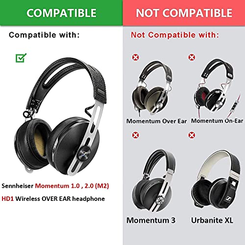 Aiivioll Compatible with Sennheiser Momentum 2.0 Ear Cushions, Isolating Headphone Cushion Memory Foam Replacement Earpads (Black +Black Net)