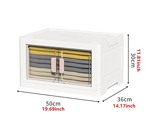 Radefasun Foldable Storage Bins with Lid and Clear Door and Weels Plastic Collapsible Storage Box Portable Stackable Grocery Toys Books Container Folding Storage Crate for Home or Car Trunk