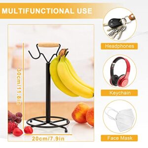 ETECHMART Banana Holder Stand，Modern Banana Hanger Tree with Double Hook Stable Fresh Fruit Grape Keeper For Kitchen Organizer Countertop Storage(Black)