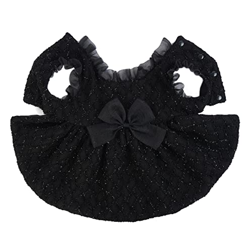 Lelepet Dog Dress, Shiny Dog Dresses for Medium Dogs Girl with Bowknot, Dog Birthday Dress, Puppy Party Dress Dog Wedding Dress, Pet Costume Christmas Dress for Dogs, Black, M