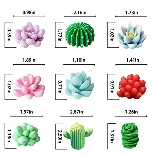 Navani Succulent Silicone Mold, Cactus Resin Mold, Candle Mold Silicone for DIY Handmade Soap, Candle, Cake Decoration - 9 Pcs