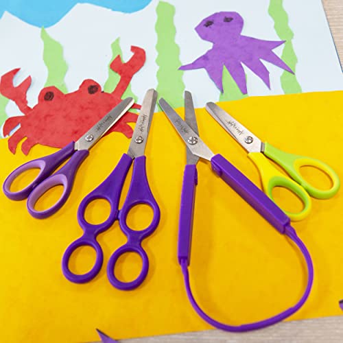 Ashton and Wright - Kids Children's Scissors 5"/12cm - Soft Grip - Purple - Right Handed - Pack of 2