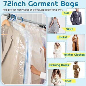 40 Pcs Garment Bags for Hanging Clothes Dry Cleaner Bags Plastic Clear Garment Bags Dry Cleaning Bags for Launderette Wedding Dresses Suits Coats (72 Inch)