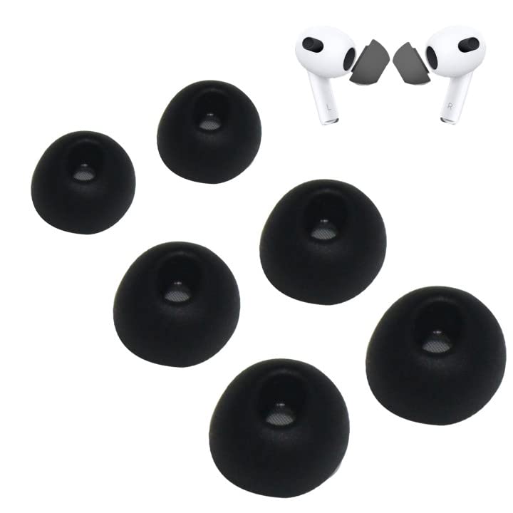 3 Pair Replacement Earbuds with Noise Reduction Hole Soft Silicone Earplug Ear Tips Compatible with Airpods Pro Bluetooth Earphone(S/M/L,Black