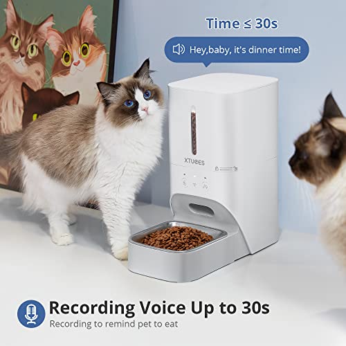 XTUOES Automatic Cat Feeders 2.4G WiFi, Automatic Dog Cat Feeders with App Control for Dry Food,1-10 Meals Per Day& 30s Meal Call,Timed Automatic Feeder for Cat Dog, 4L