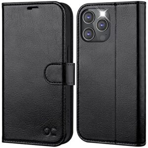 ocase compatible with iphone 14 pro wallet case, pu leather flip case with card holders rfid blocking stand [shockproof tpu inner shell] phone cover 6.1 inch 2022 (black)