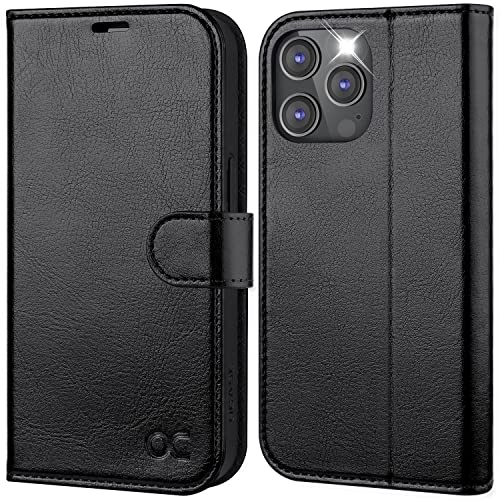 OCASE Compatible with iPhone 14 Pro Wallet Case, PU Leather Flip Case with Card Holders RFID Blocking Stand [Shockproof TPU Inner Shell] Phone Cover 6.1 Inch 2022 (Black)