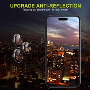 WSKEN for iPhone 14 Pro/iPhone 14 Pro Max Camera Lens Protector,[Night Shooting Mode] HD Tempered Metal Glass Camera Screen Protector Cover Film Accessories, Black