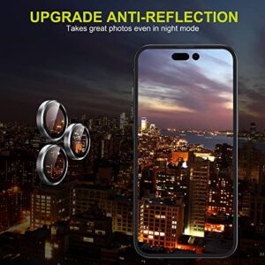 WSKEN for iPhone 14 Pro/iPhone 14 Pro Max Camera Lens Protector,[Night Shooting Mode] HD Tempered Metal Glass Camera Screen Protector Cover Film Accessories, Silver