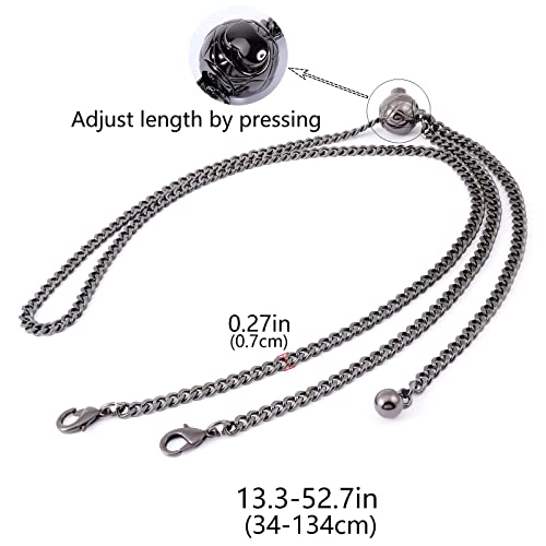 Portable phone clip adjustable crossbody chain phone chain accessories metal chain phone case lanyard phone lanyard crossbody rope (Cell phone clips and chains（Gun Black color）X02)