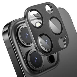 wsken for iphone 14 pro/iphone 14 pro max camera lens protector,matte alloy metal glass camera screen protector scratch resistant cover accessories 2022, black