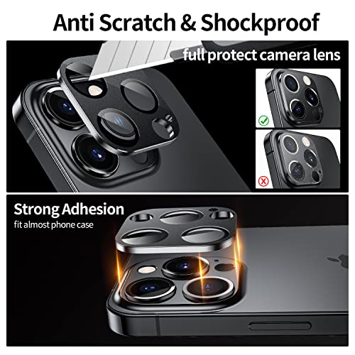 WSKEN for iPhone 14 Pro/iPhone 14 Pro Max Camera Lens Protector,Matte Alloy Metal Glass Camera Screen Protector Scratch Resistant Cover Accessories 2022, Black