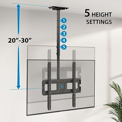 Pipishell Ceiling TV Mount for Most 26-55 Inch LCD LED OLED QLED 4K TVs, Hanging TV Monitor Ceiling Mount Bracket Height Adjustable Tilt Swivel Holds up to 60lbs Max VESA 400X400mm