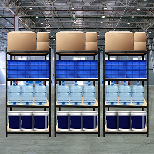 Metal Storage Rack 4-Tier Adjustable Shelves, Black Steel Garage Storage Shelves 2000lbs Total Capacity, 63" Height x 31" Width x 16" Depth