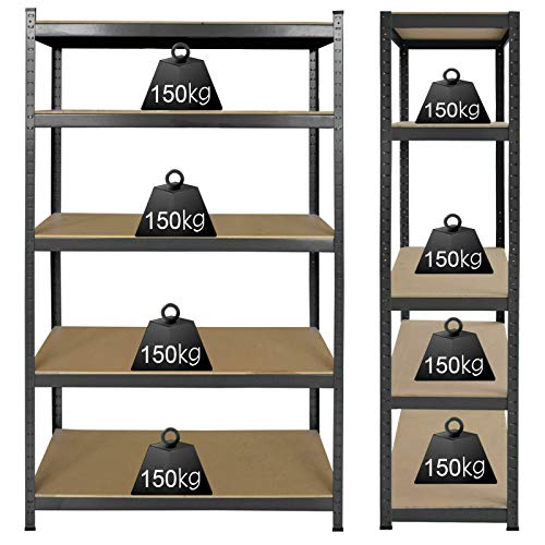 Metal Storage Rack 4-Tier Adjustable Shelves, Black Steel Garage Storage Shelves 2000lbs Total Capacity, 63" Height x 31" Width x 16" Depth